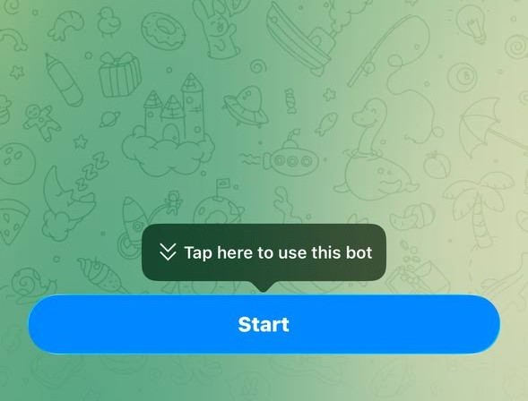 The Start button on the Telegram Bot screen
