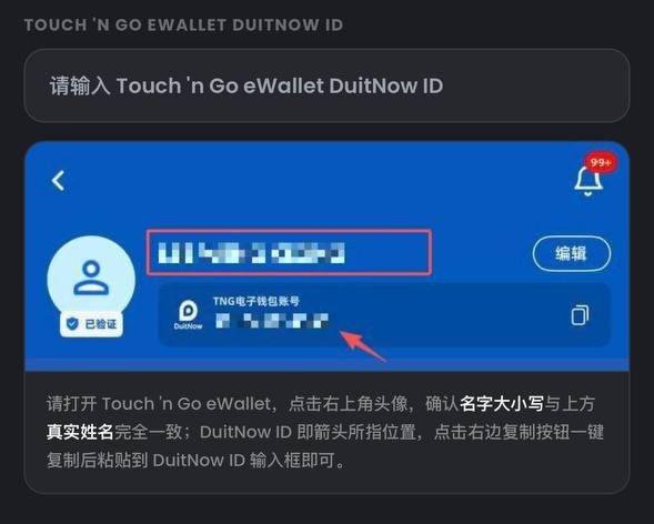 The DuitNow ID entry form
